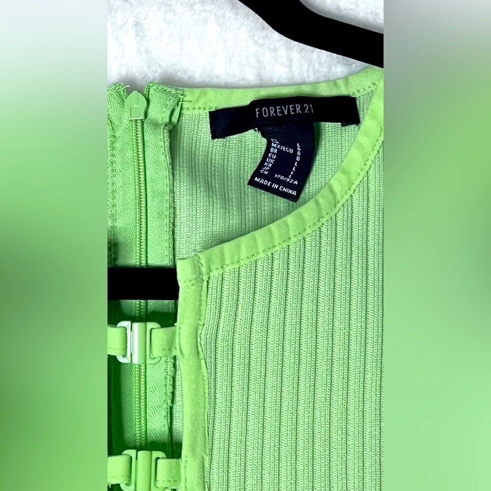 Forever 21 Lime Green Ribbed Hook-and-Eye Mini Dress - Picture 5 of 7